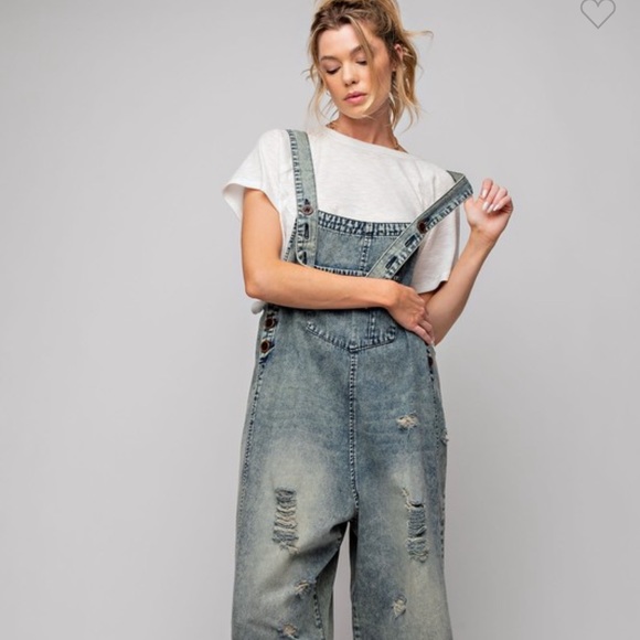 easel Pants & Jumpsuits Relaxed Fit Denim Overalls Poshmark